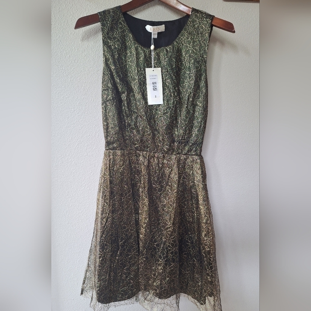 NWT Erin Fetherston Odile Lace Overlay Open Back Mini Dress. Womens size 2